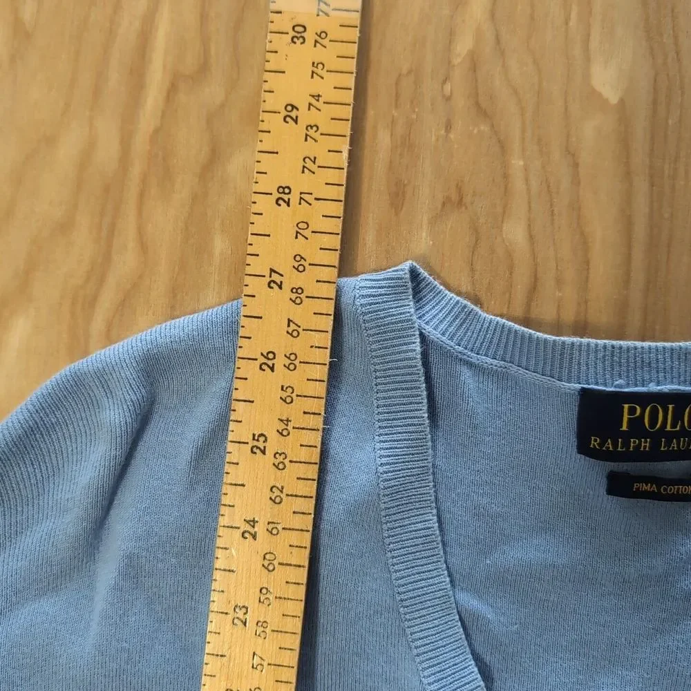 Polo Ralph Lauren Pima‎ V-Neck Sweater Men's XL Baby Blue Long Sleeve